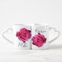 Customizable pink rose floral Valentiane Love mug