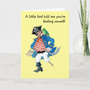 Customizable 'Pirate & Parrot' Kids Get Well Card