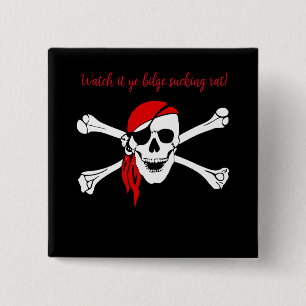 Customizable pirate skull bilge suckig rat 15 cm square badge