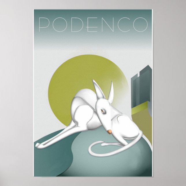 Customizable Podenco Dog Art Deco Design Poster (Front)