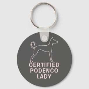 Customizable Podenco Dog Slogan Pink Logo  Key Ring