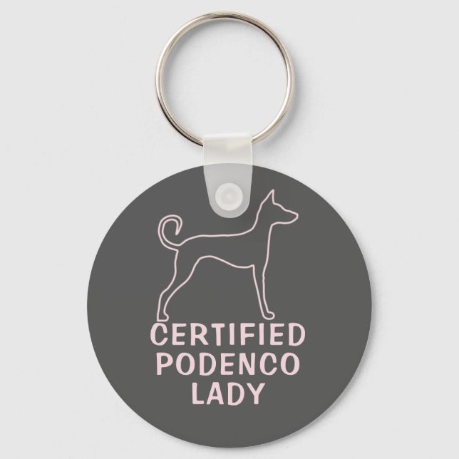 Customizable Podenco Dog Slogan Pink Logo  Key Ring (Front)