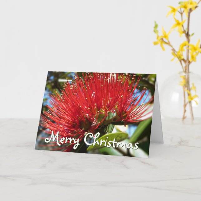 CUSTOMIZABLE POHUTAKAWA XMAS KIWI CARD (Yellow Flower)