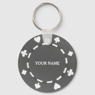 Customizable poker chip gray grey key ring