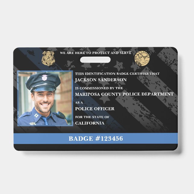 Customizable Police Officer Law Enforcement ID Badge (Front)