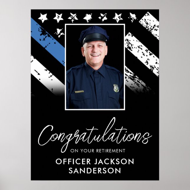 Customizable Police Retirement Photo Party Welcome Poster (Front)