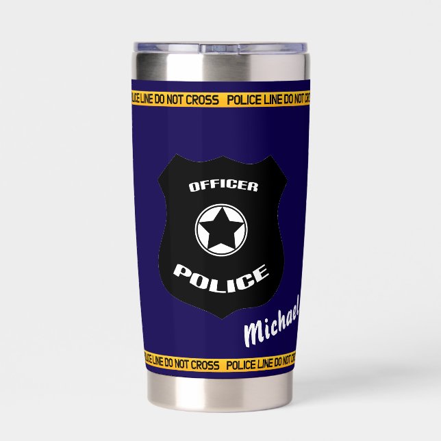 Customizable Police Tribute Design with Badge  Insulated Tumbler (Back)
