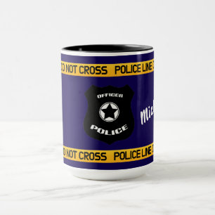 Customizable Police Tribute Design with Badge Mug
