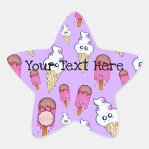 Customizable Popsicle Ice Cream Cone Star Sticker