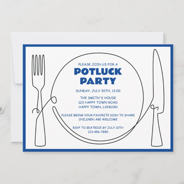 CUSTOMIZABLE POTLUCK PARTY INVITATION (Front)
