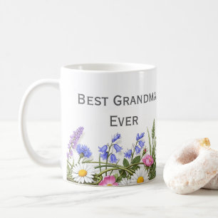 Customizable Pretty Floral Gift For Best Grandma Coffee Mug