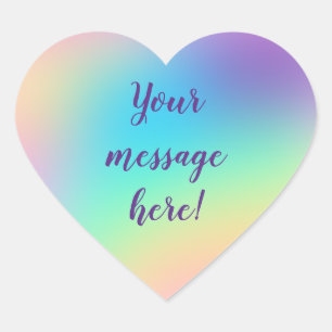 Customizable Pretty Pastel Rainbow Gradient Heart Sticker