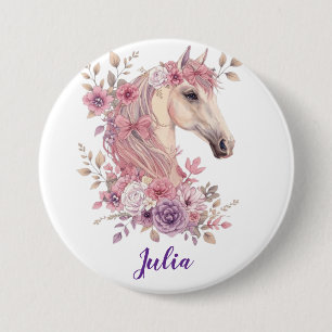 Customizable Pretty Ponies and Petals 7.5 Cm Round Badge