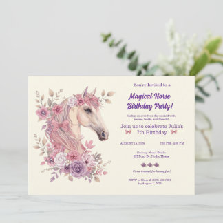 Customizable Pretty Ponies and Petals Horse  Invitation