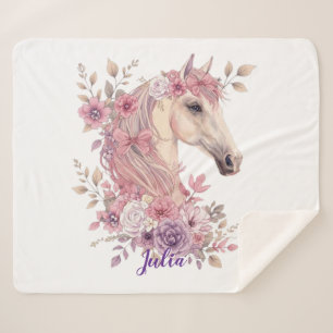 Customizable Pretty Ponies and Petals Sherpa Blanket