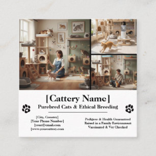 Customizable Professional Cattery and Cat Breeder  Square Business Card