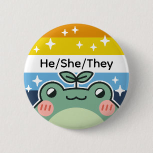 Customizable Pronoun AroAce Pride Flag Frog 6 Cm Round Badge
