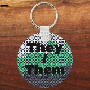 Customizable Pronoun Neutrois Pride Flag Key Ring