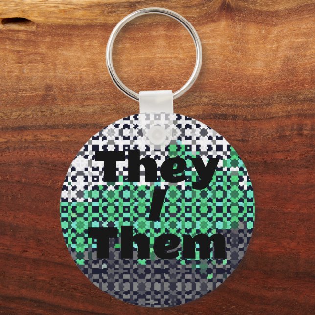 Customizable Pronoun Neutrois  Pride Flag     Key Ring (Front)