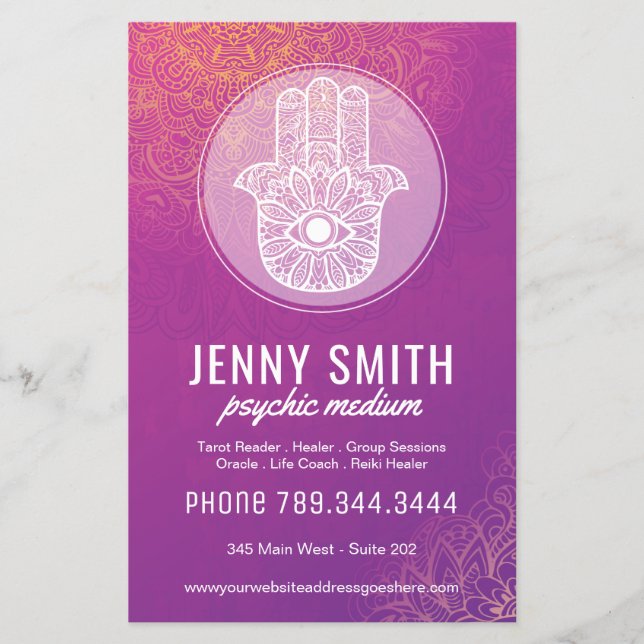 Customizable Psychic Medium Hamsa Flyer (Front)