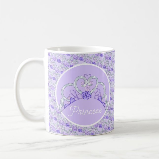 Customizable Purple and Silver Tiara Mug (Left)