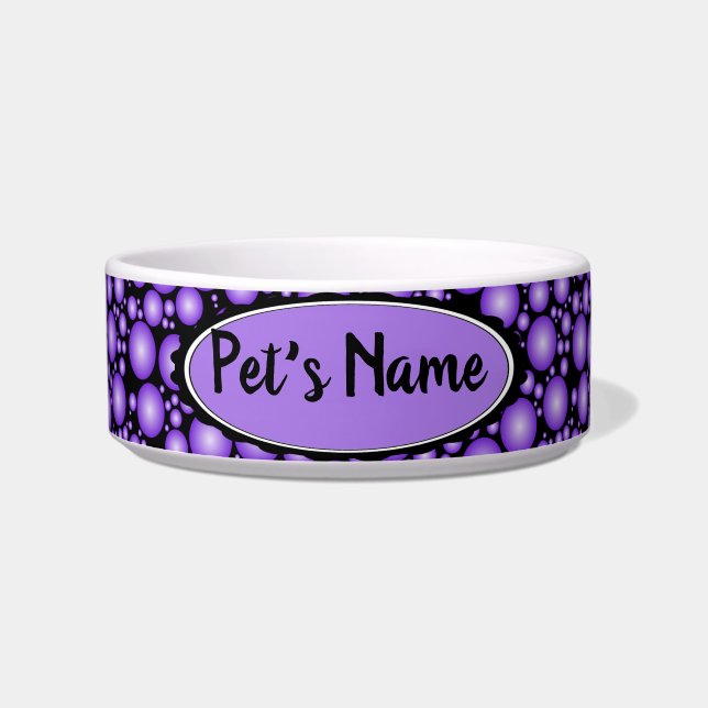 Customizable purple Bubbles Dog/Cat pet bowl (Front)