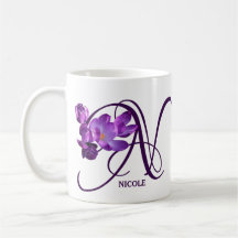 Customizable purple floral Nicole name monogram