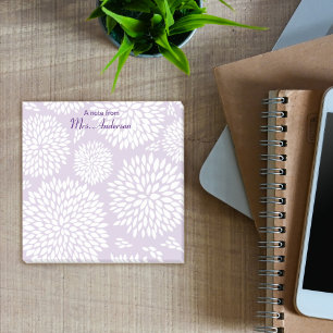 Customizable purple flower pattern teacher  post-it notes