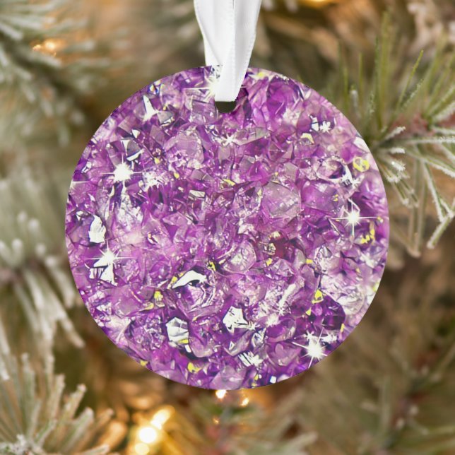 Customizable Purple Geode Picture Christmas Ornament (Tree)
