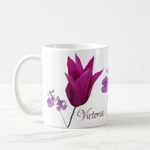 Customizable purple spring flowers Victoria name  Coffee Mug