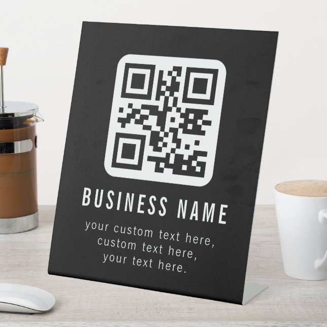 Customizable QR Code & Editable Text Design Pedestal Sign (In SItu)