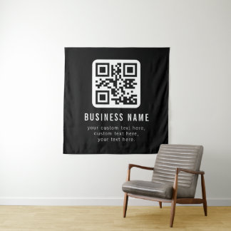 Customizable QR Code & Editable Text Design Tapestry