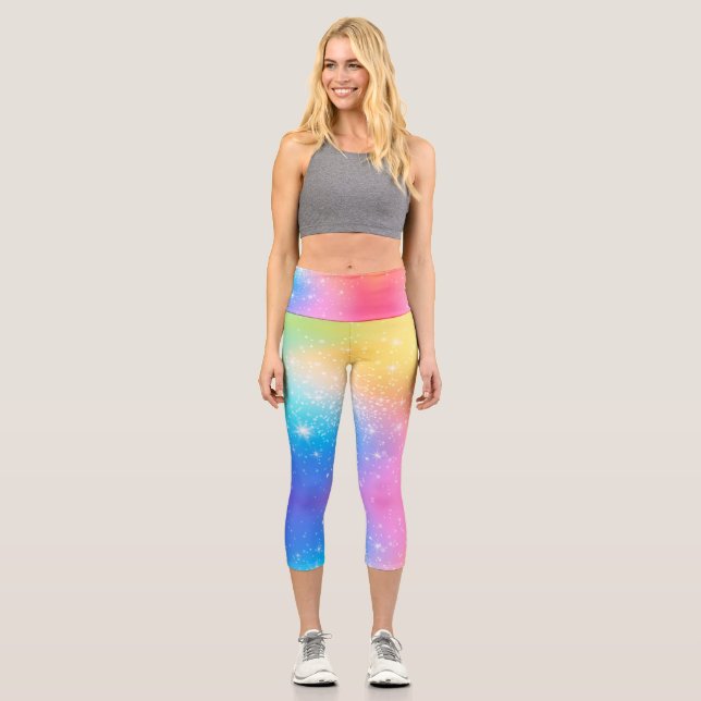 Customizable Rainbow High Waisted Capris (Front)