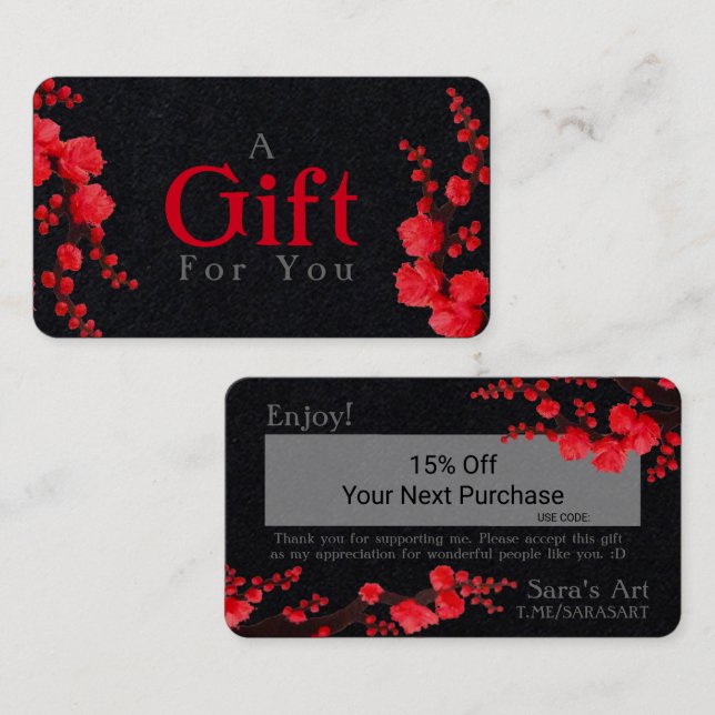 Customizable Red Cherry Blossom Gift Card (Front/Back)