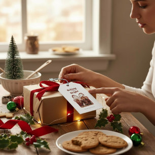 Customizable Red Christmas gift photo template Tags