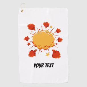 Customizable red orange comic explosion golf towel