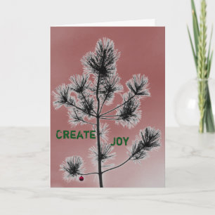 Customizable Red Ornament Christmas Tree Holiday Card