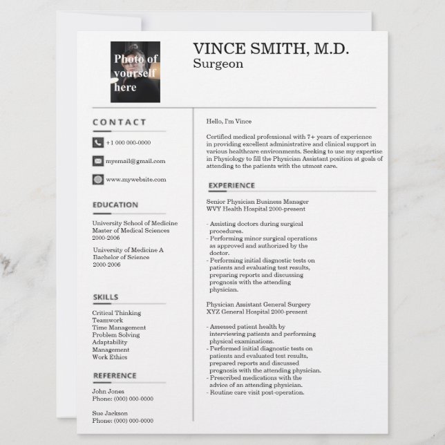 Customizable Resume Template with Photo 10 Custom Letterhead (Front)