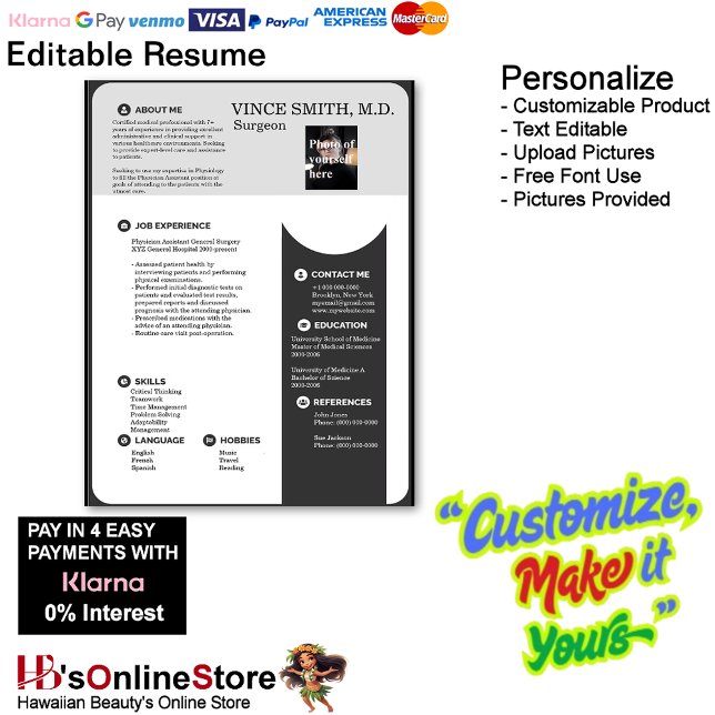 Customizable Resume Template with Photo 12 Custom Letterhead (Customizable Resume Template with Photo Letterhead 12.
)