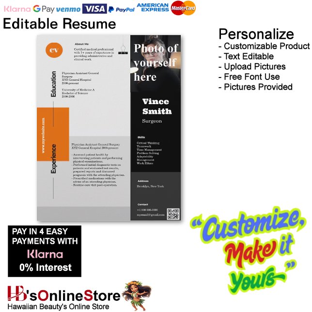 Customizable Resume Template with Photo 16 Custom Letterhead (Customizable Resume Template with Photo Letterhead 16.)