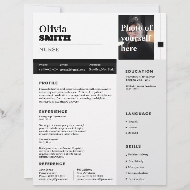 Customizable Resume Template with Photo 19 Custom Letterhead (Front)