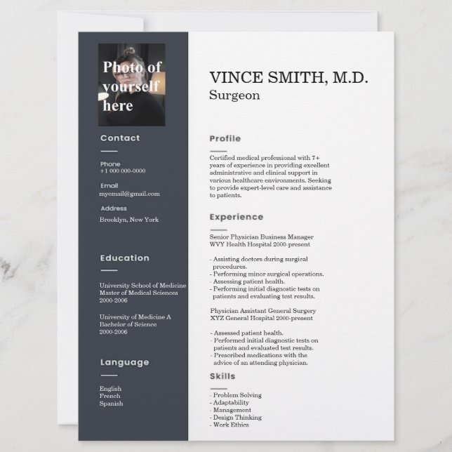 Customizable Resume Template with Photo 6 Custom Letterhead (Front)