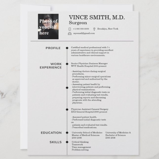 Customizable Resume Template with Photo 7 Custom Letterhead (Front)