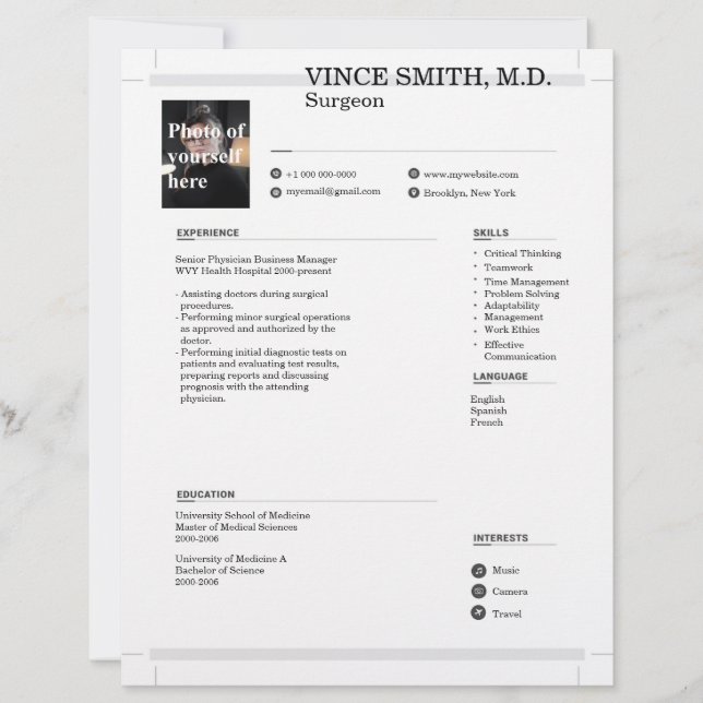 Customizable Resume Template with Photo 9 Custom Letterhead (Front)