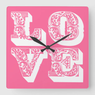 Customizable Retro LOVE Square Wall Clock