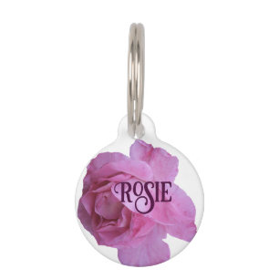 Customizable Rosie dog cat name pink rose floral  Pet Tag