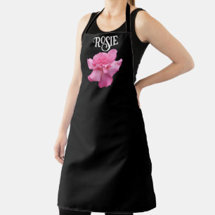 Customizable Rosie name pretty pink rose floral Apron