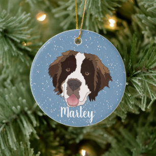 Customizable Saint Bernard Christmas Ceramic Tree Decoration