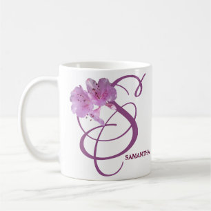 Customizable Samantha monogram pretty pink rose Coffee Mug
