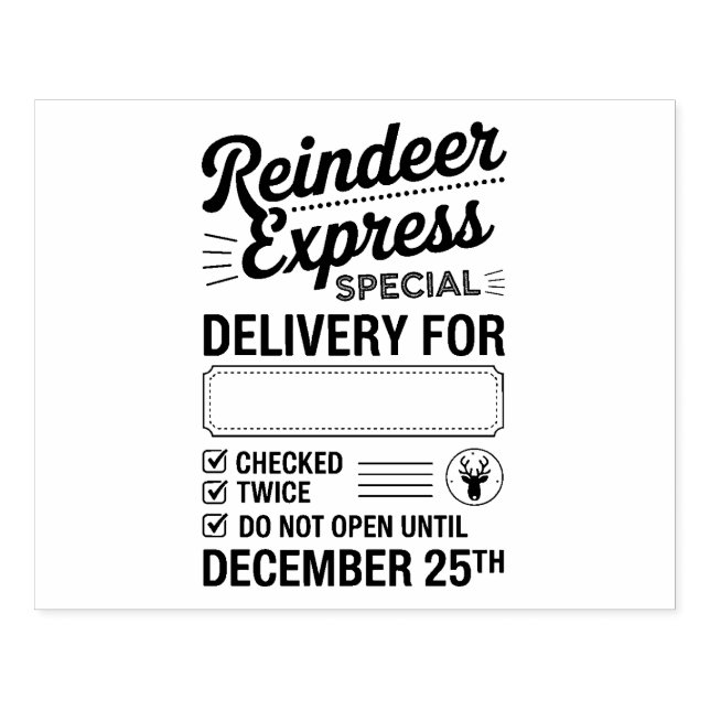 Customizable Santa Reindeer Christmas Deliver Rubber Stamp (Imprint)